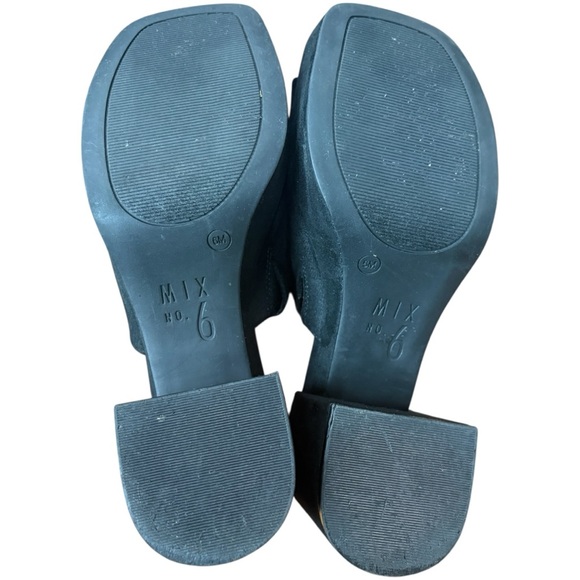 Mix No. 6 Black Platform Mule Heels Size 6 Retro 90s Style Faux Suede Feel EUC - Picture 9 of 12